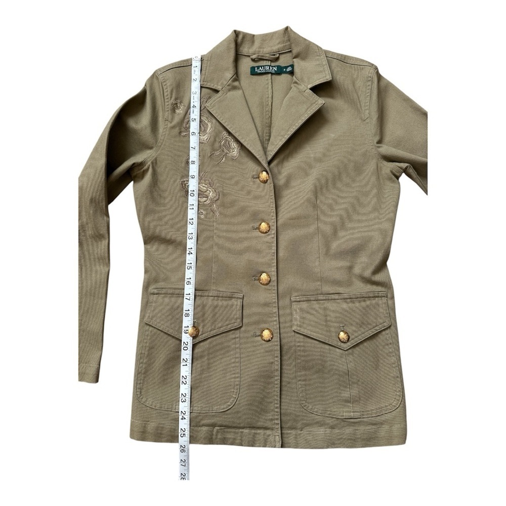Lauren Ralph Lauren Green Military Embroidered Blazer Jacket Gold Buttons size 2 - Picture 5 of 5